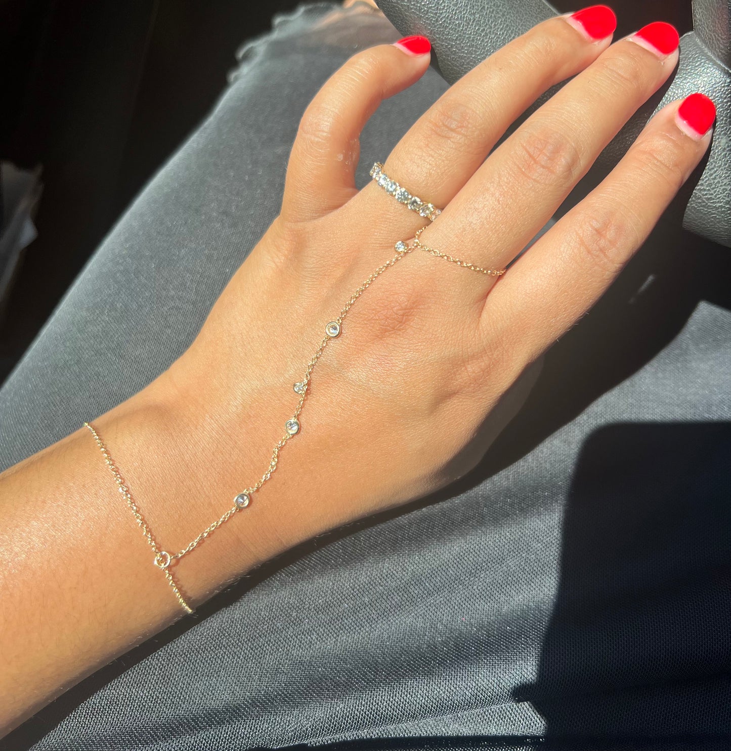 Bezel diamond wrist chain