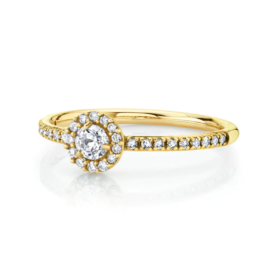 14K Petite Diamond Halo Ring