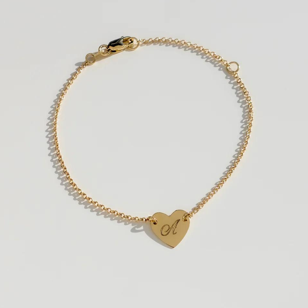 14K Heart plate bracelet