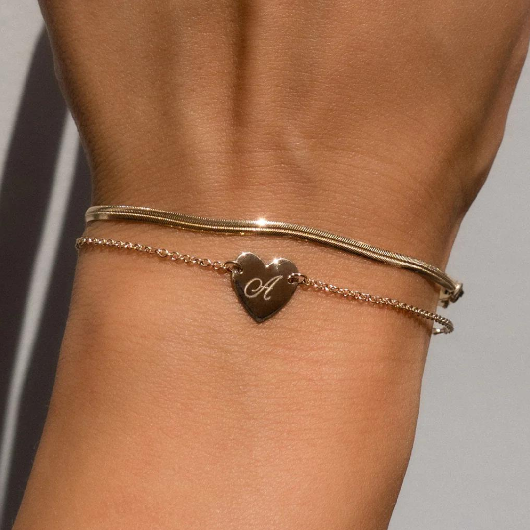 14K Heart plate bracelet