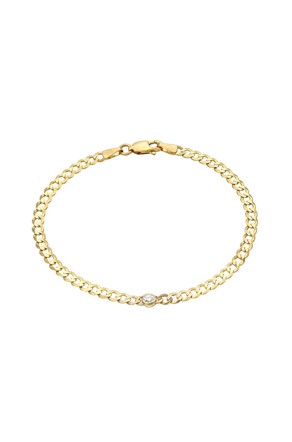 14K Bezel diamond curb bracelet